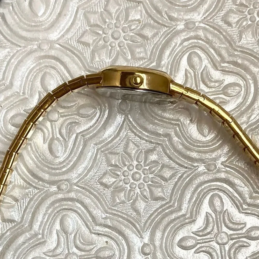 Vintage Elgin Gold-Tone Black Dial Dainty Dress Watch